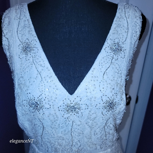 Torrid Ivory Lace Beaded Sleeveless Mermaid Wedding Dress with Train Sz: 14 NWT - Picture 3 of 16